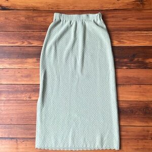 St. John Light Green Knit Midi Skirt Side Slit 6
